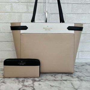 Kate Spade Colorblock Large Laptop Tote Shoulder Bag & Large Continental Wallet
